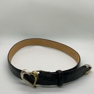 Brighton Black Leather Heart Buckle Women's Belt